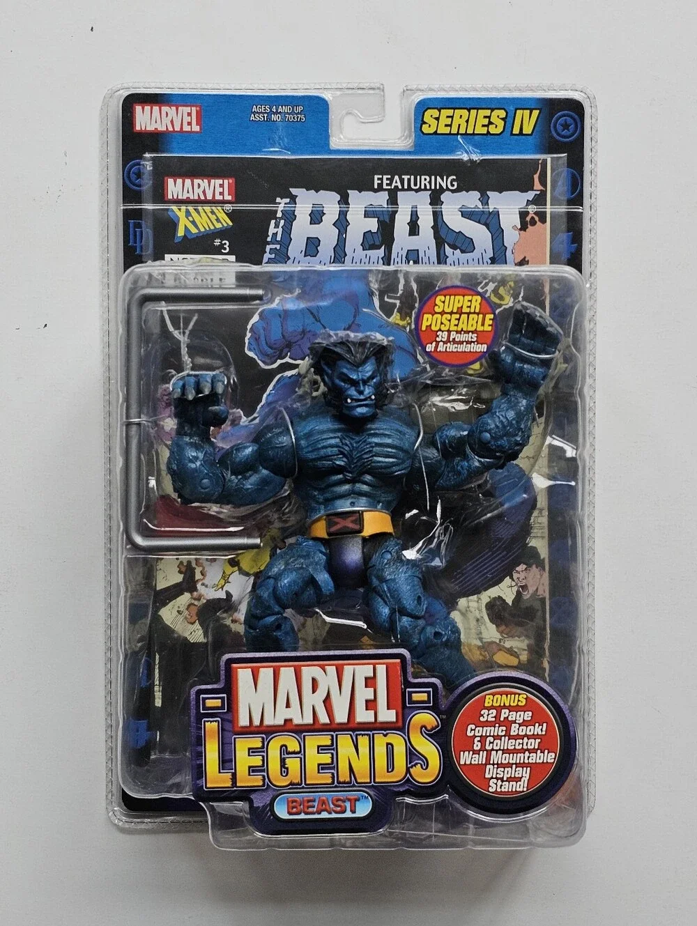Beast Marvel Legends Series IV X-Men Action Figure w/ Comic Book & Stand 2003
